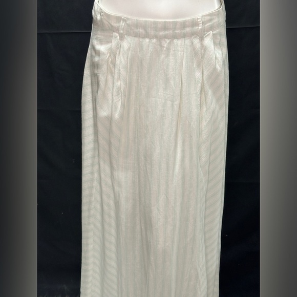 Anna Cate Size S White and Light Mint Green Long Zip Skirt Striped - Picture 2 of 9